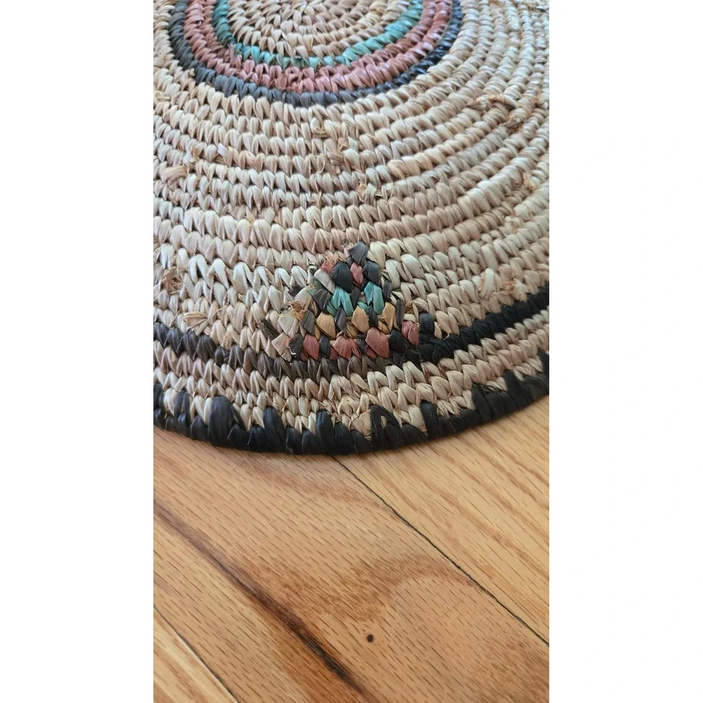 Hand Woven Coil Basket Bowl Geometric Southwestern Wall Art Decor 10.5